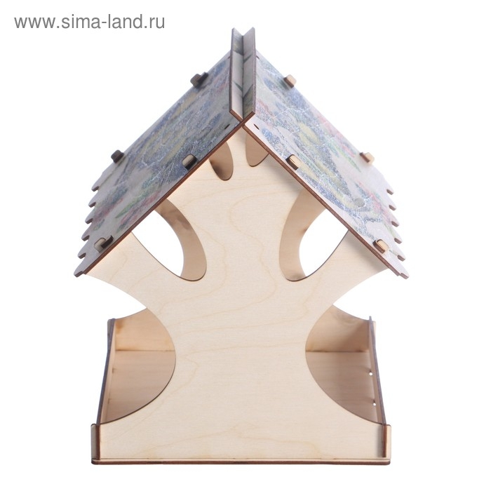 Кормушка для птиц  Кормушка для птиц "Птичка и птенцы", с принтом, 24×24×27 см