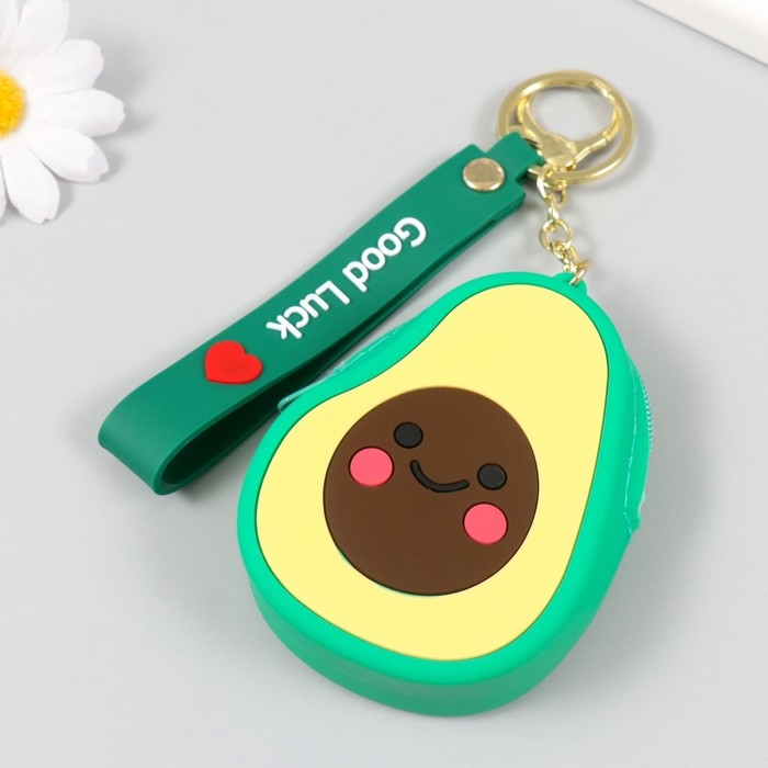 Брелок кошелёк с карабином, ремешком силикон Брелок кошелёк с карабином, ремешком силикон "Авокадо" 2,5х6,5х9 см