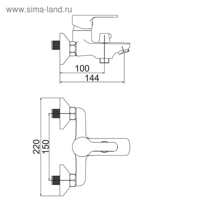 Cмеситель для ванны Accoona A6367G, однорычажный, с боковым дивертором, силумин, белый