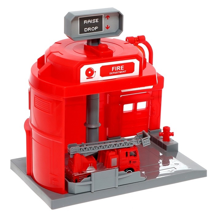 Парковка &laquo;Пожарная&raquo;, с подъёмом, машинка опускается с кнопки, звонит колокол, МИКС