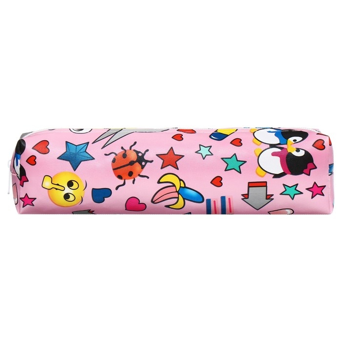 Пенал школьный на молнии Пенал школьный на молнии "Стикеры" Calligrata, розовый