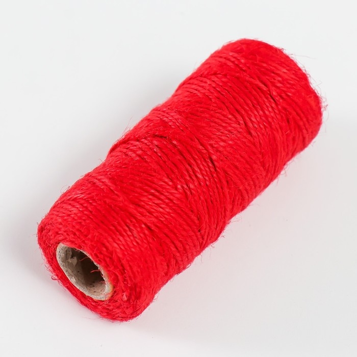 Пряжа 100% джут Пряжа 100% джут "Красный" 50 метров 4х4х10 см