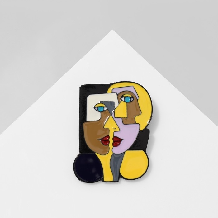 Брошь «Мозаика» геом фейс, цветная в чёрном металле Брошь «Мозаика» геом фейс, цветная в чёрном металле