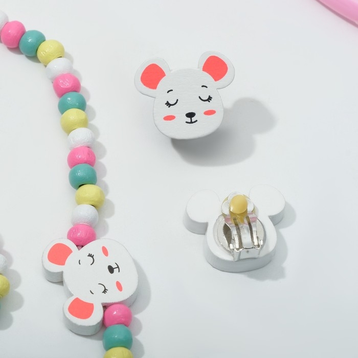 Набор детский «Выбражулька» 4 предмета: ободок, клипсы, бусы, браслет, кошечка, цвет МИКС Набор детский «Выбражулька» 4 предмета: ободок, клипсы, бусы, браслет, кошечка, цвет МИКС