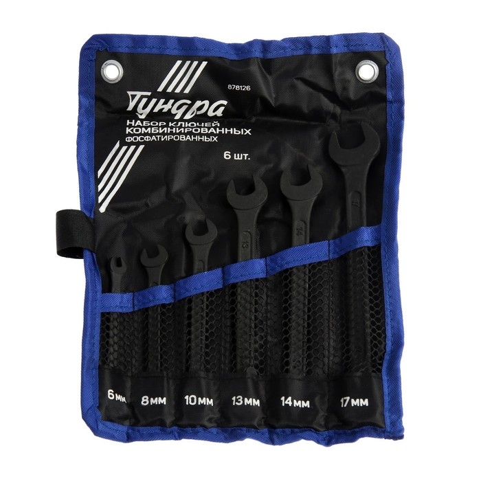 Набор ключей комбинированных в сумке ТУНДРА, фосфатированные, 6 - 17 мм, 6 шт. Набор ключей комбинированных в сумке ТУНДРА, фосфатированные, 6 - 17 мм, 6 шт.