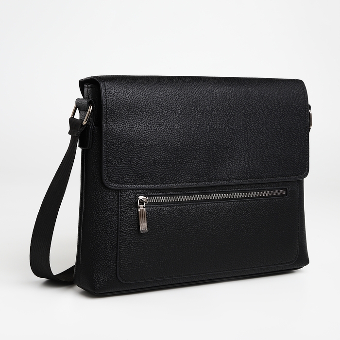 Сумка мужская деловая TEXTURA, 3 наружных кармана, цвет чёрный Сумка мужская деловая TEXTURA, 3 наружных кармана, цвет чёрный