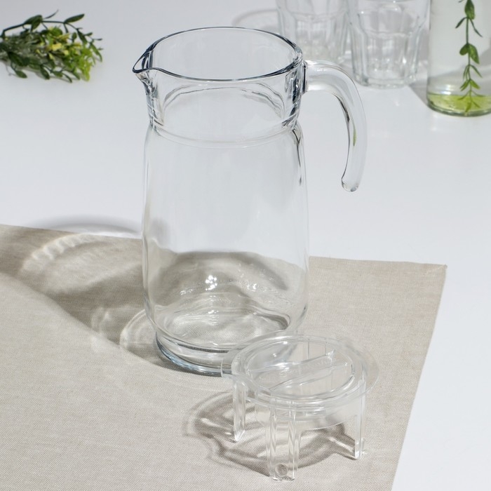 Кувшин стеклянный «Акватик», 1650 мл, прозрачная акриловая крышка Кувшин стеклянный «Акватик», 1650 мл, прозрачная акриловая крышка