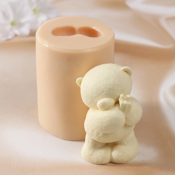 Молд силиконовый Молд силиконовый "Мишка с подарком" Силикон 8х5,5х5 см