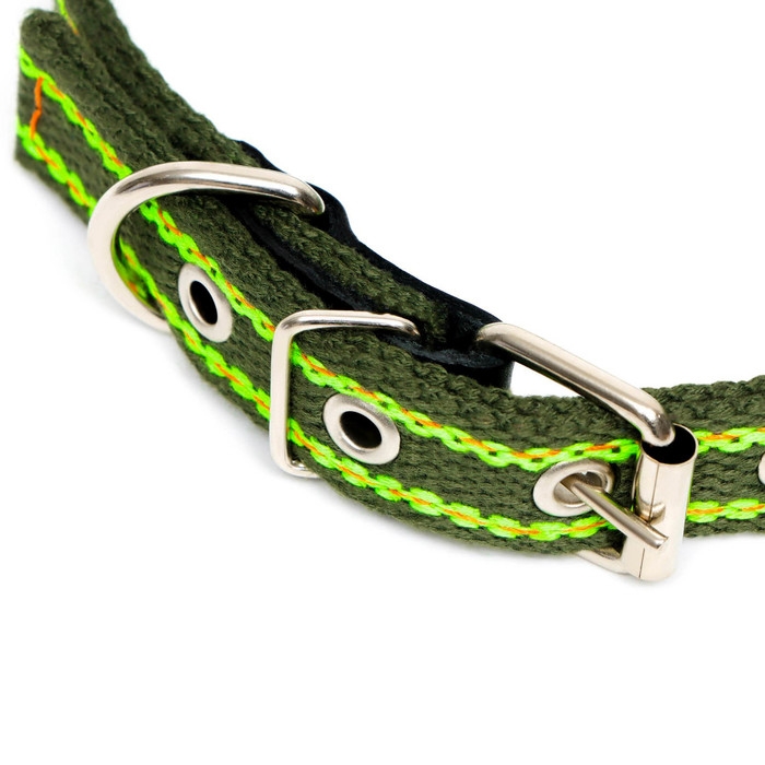 Ошейник брезентовый безразмерный двухслойный, 50 х 2 см, ОШ 22-45 см, хаки/зелёный Ошейник брезентовый безразмерный двухслойный, 50 х 2 см, ОШ 22-45 см, хаки/зелёный