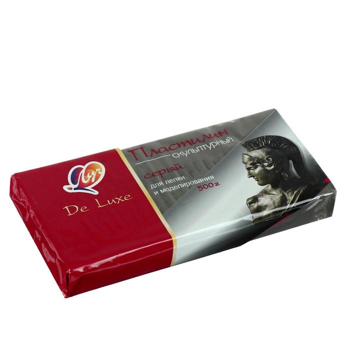 Пластилин скульптурный серый, 500 г  Пластилин скульптурный серый, 500 г "Луч" De Luxe