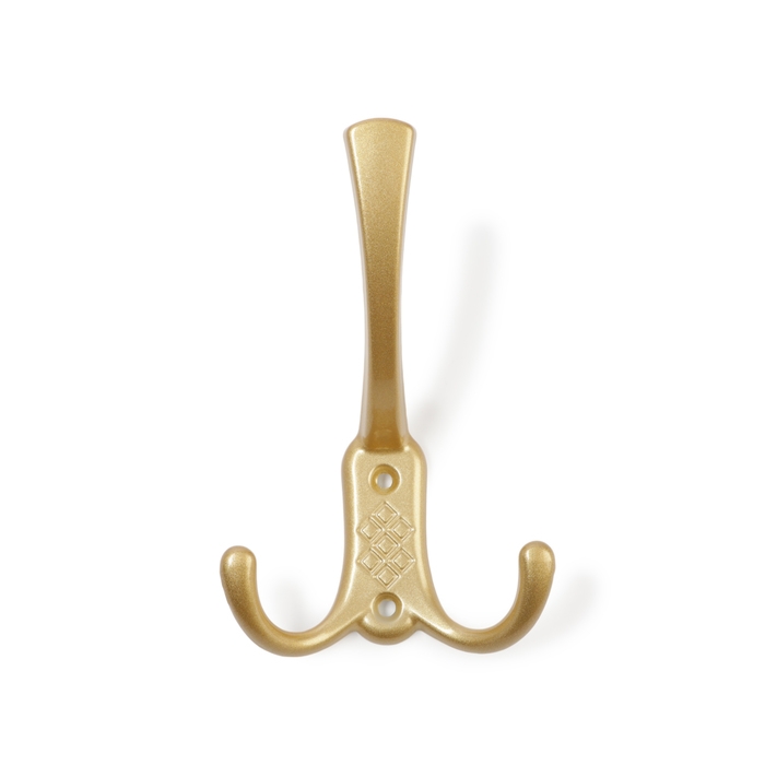 Крючок мебельный ТУНДРА TKT003 LIGHT, трехрожковый, матовое золото Крючок мебельный ТУНДРА TKT003 LIGHT, трехрожковый, матовое золото