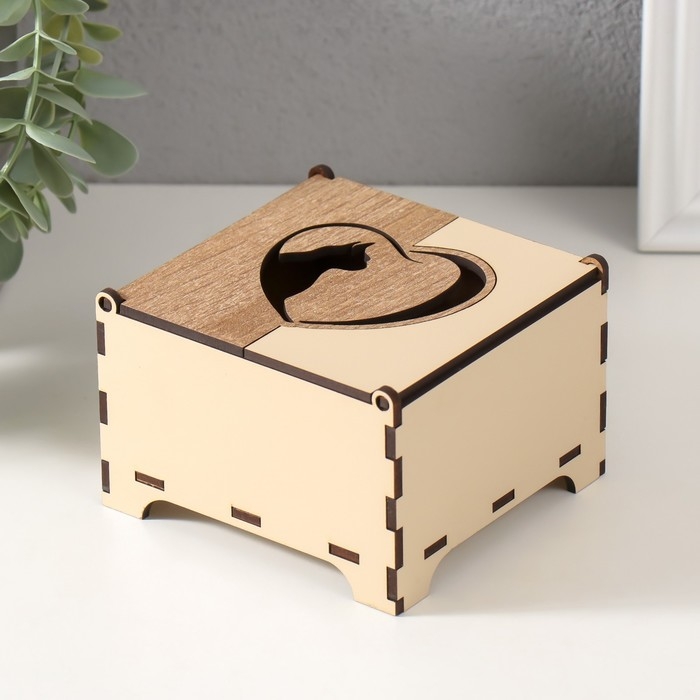 Шкатулка комбинированная  Шкатулка комбинированная "Кот в сердечке" 10,5х10х7 см