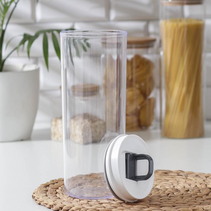 Банка пластиковая для сыпучих продуктов с мерной ложкой, 800 мл, 13,5×10×15 см, цвет МИКС Банка пластиковая для сыпучих продуктов с мерной ложкой, 800 мл, 13,5×10×15 см, цвет МИКС