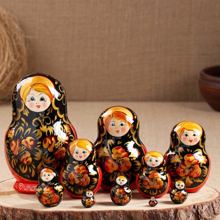 Матрёшка  Матрёшка "Хохлома", 10 кукольная, 16 см