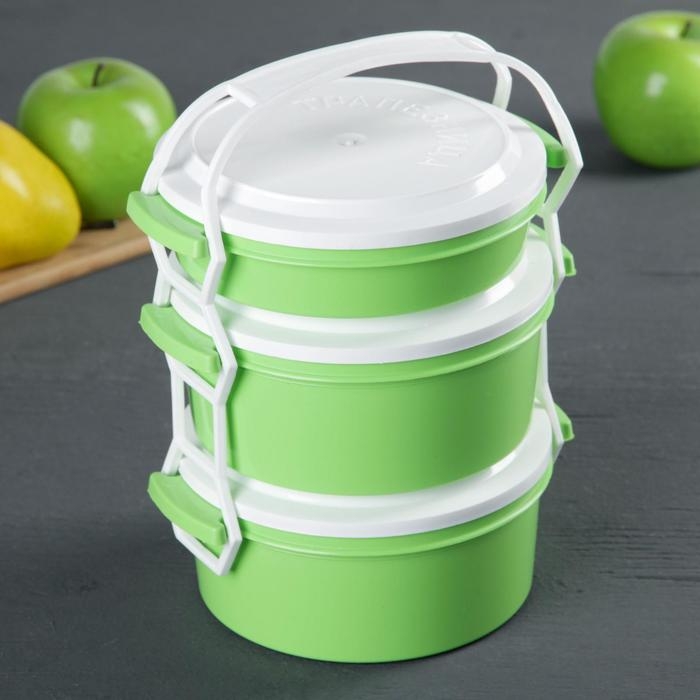 Набор пищевых контейнеров «Трапезница», 3 шт: 0,6 л,1 л, 1 л, цвет микс Набор пищевых контейнеров «Трапезница», 3 шт: 0,6 л,1 л, 1 л, цвет микс