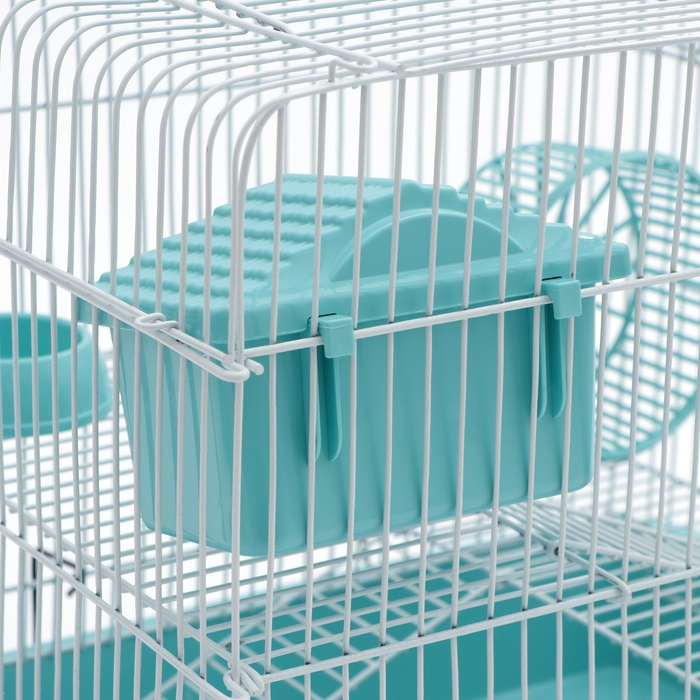 Клетка для грызунов Клетка для грызунов "Пижон" №3, с 2-я этажами, укомплектованная, 33 х 24 х 28 см, бирюзовая
