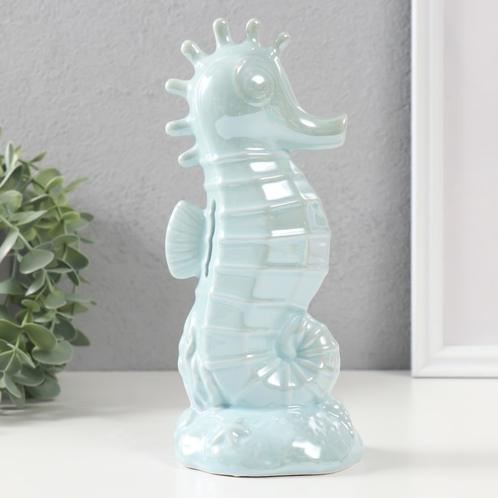 Копилка керамика Копилка керамика "Морской конёк" голубой перламутр 9,5х8,2х21 см