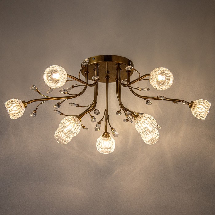 Люстра "Аурика" 9хG9 золото 60х60х30см BayerLux