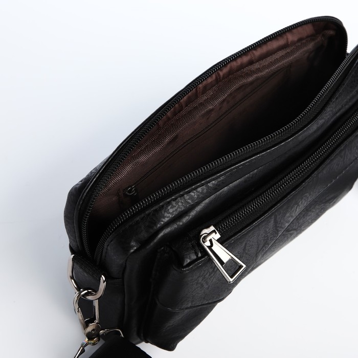 Сумка мужская через плечо, искусственная кожа, цвет чёрный Сумка мужская через плечо, искусственная кожа, цвет чёрный