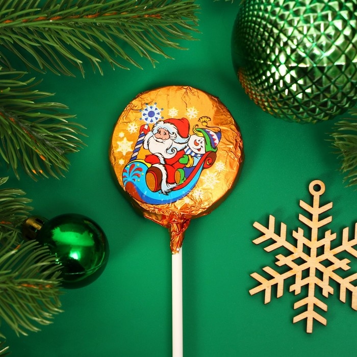 Новый год. Шоколадная фигурка Медаль на палочке Новый год. Шоколадная фигурка Медаль на палочке " С Новый годом!", МИКС, 18 г