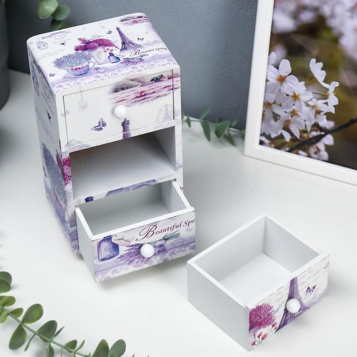 Шкатулка дерево комод "Эйфелева башня и лаванда" 19,5х11х8 см