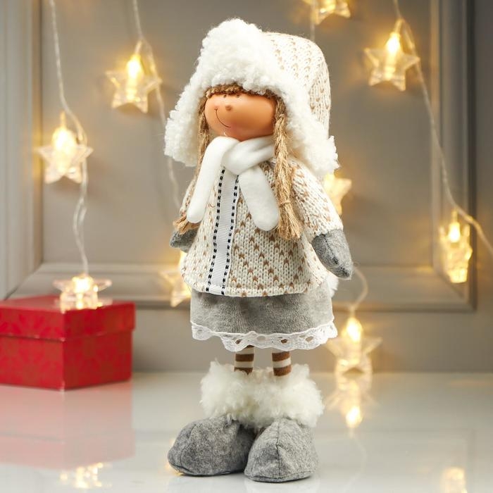 Кукла интерьерная Кукла интерьерная "Девочка в зимнем наряде и в шапке-ушанке" 52х10х15 см