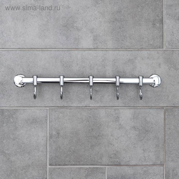 Крючок настенный на планке, двигающийся, Accoona А163-5, 5 шт, цвет хром Крючок настенный на планке, двигающийся, Accoona А163-5, 5 шт, цвет хром