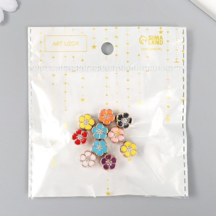 Бусины для творчества пластик Бусины для творчества пластик "Цветок яркая серединка" МИКС набор 10 шт 1,1х1 см