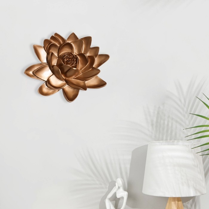 Декорация настенная панно, Декорация настенная панно, "Лотос" 15.5 x 18.5 см, золото