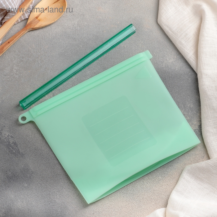 Силиконовый пакет zip lock Доляна, 21,5&times;18 см, 1,1 л, многофункциональный, герметичный, цвет бирюзовый