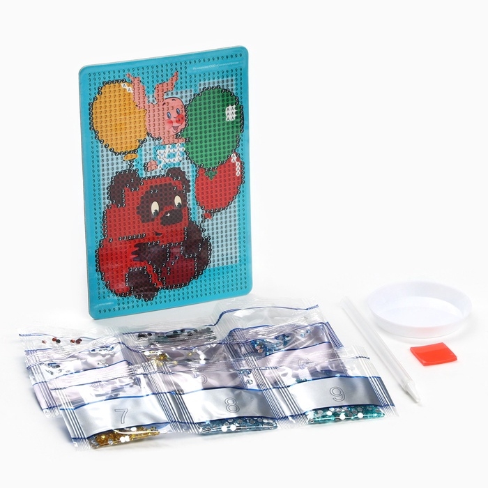 Алмазная мозаика для детей  Алмазная мозаика для детей "Винни Пух и Пятачок", 10*15 см