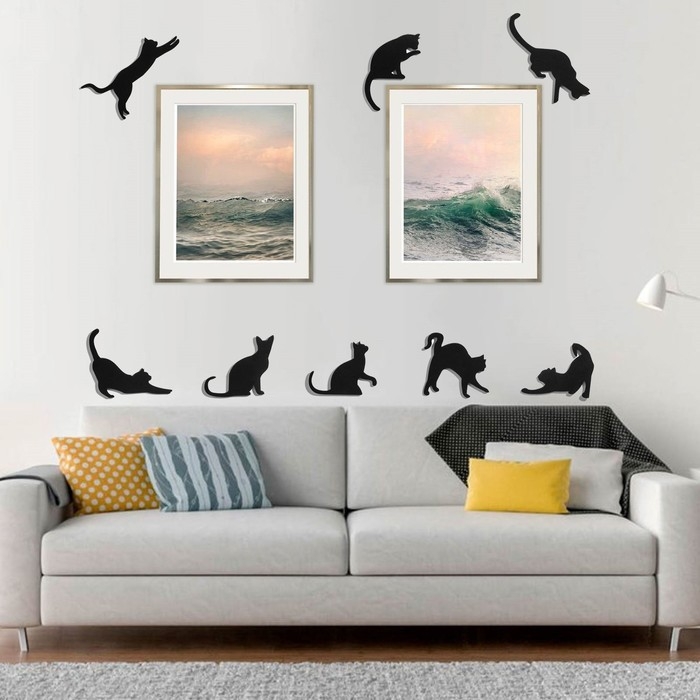 Декор настенный Декор настенный "Кошки", 8 элементов, 6.5-7-14х12-5-18.5 см