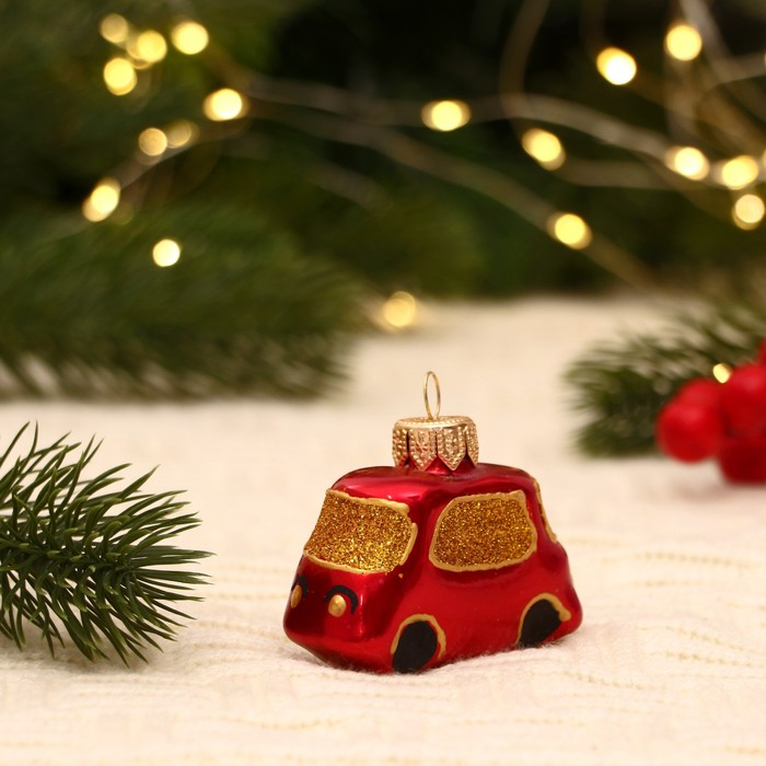 Ёлочная игрушка Ёлочная игрушка "Автобус" ручная роспись,4,6х6,4х2,7 см, красный