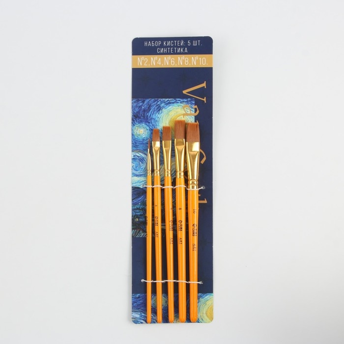 Кисть для рисования набор 5 шт. синтетика плоские № 2,4,6,8,10 Кисть для рисования набор 5 шт. синтетика плоские № 2,4,6,8,10