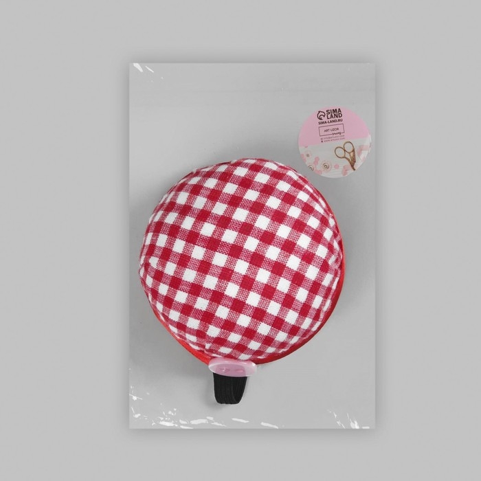 Игольница на руку «Клетка», d = 6 см, цвет красный/белый Игольница на руку «Клетка», d = 6 см, цвет красный/белый