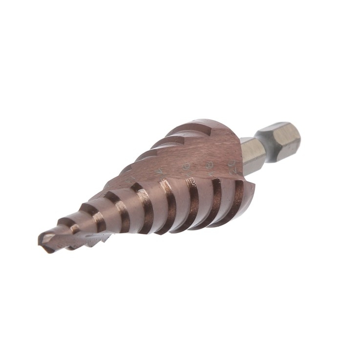 Сверло ступенчатое ТУНДРА ПРОФИ, HSS-Co, спиральный профиль, шестигранный хвостовик, 4-20 мм Сверло ступенчатое ТУНДРА ПРОФИ, HSS-Co, спиральный профиль, шестигранный хвостовик, 4-20 мм