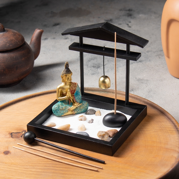 Сад камней с подставкой для благовоний  Сад камней с подставкой для благовоний "Будда", цветной