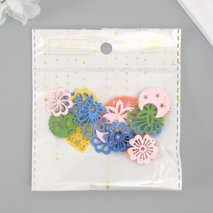 Декор для творчества дерево Декор для творчества дерево "Резное ассорти" цветной набор 20 шт 2х2,5 см