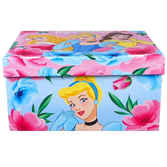 Подарочная коробка с крышкой, складная Подарочная коробка с крышкой, складная "Поздравляю" 31х25.5х16 см, Принцессы