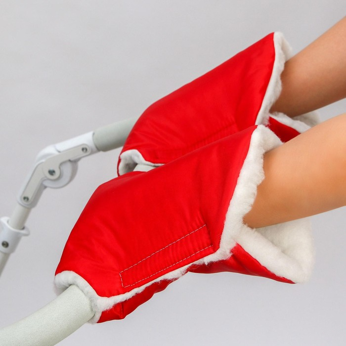 Варежки-муфты на ручку коляски, 2 шт., цвет красный Варежки-муфты на ручку коляски, 2 шт., цвет красный