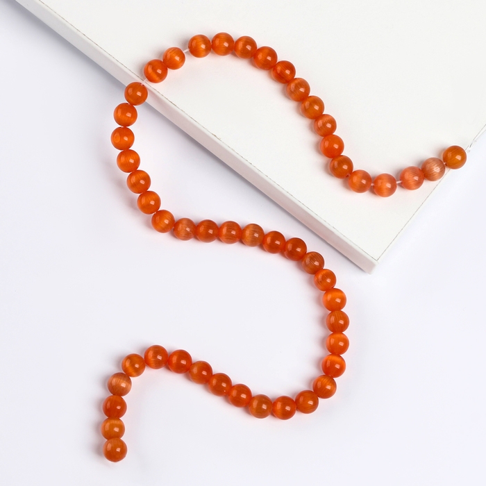 Бусины из натурального камня «Кошачий глаз» набор 50 шт.,1 шт. — 8 мм, оранжевый Бусины из натурального камня «Кошачий глаз» набор 50 шт.,1 шт. — 8 мм, оранжевый
