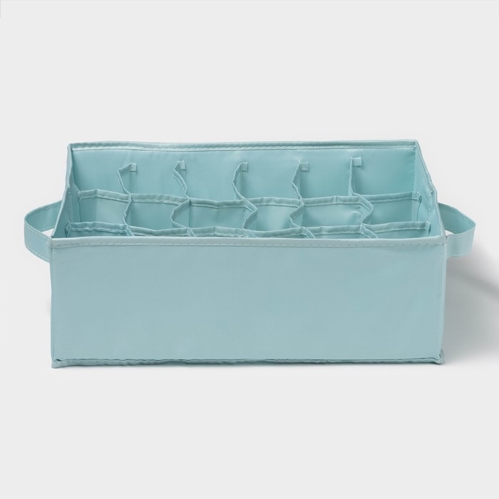 Органайзер для хранения белья «Комфорт», 18 ячеек, 35×24×13 см, цвет бирюзовый Органайзер для хранения белья «Комфорт», 18 ячеек, 35×24×13 см, цвет бирюзовый