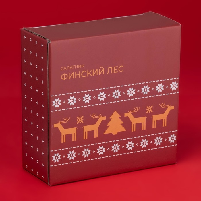 Салатник новогодний Доляна «Финский лес», 580 мл, 15,5×6 см, фарфор, цвет белый