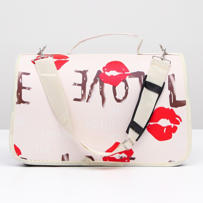 Сумка - переноска для животных  Сумка - переноска для животных "Love", размер S, белая, 37,5 х 17 х 22 см