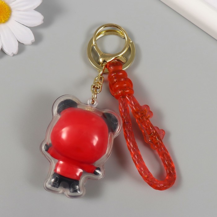 Брелок резина с карабином, ремешком  Брелок резина с карабином, ремешком "Панда в красной толстовке" 5,5х4х3,5 см