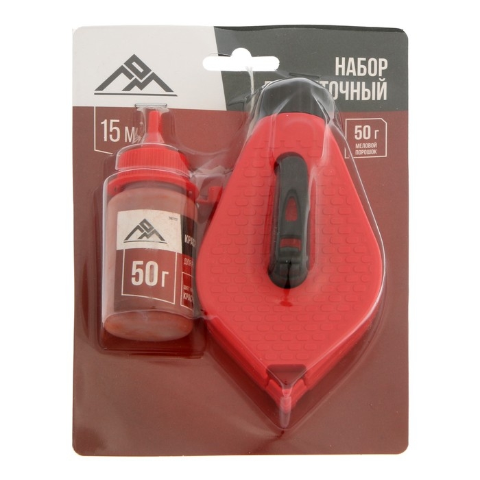 Набор разметочный ЛОМ, шнур малярный 15 м, красящий порошок 50 г, красный Набор разметочный ЛОМ, шнур малярный 15 м, красящий порошок 50 г, красный