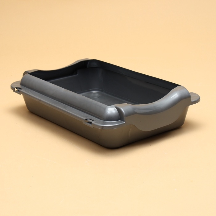 Туалет средний с бортом 36 х 26 х 9 см, серебро (борт в цвет лотка) Туалет средний с бортом 36 х 26 х 9 см, серебро (борт в цвет лотка)