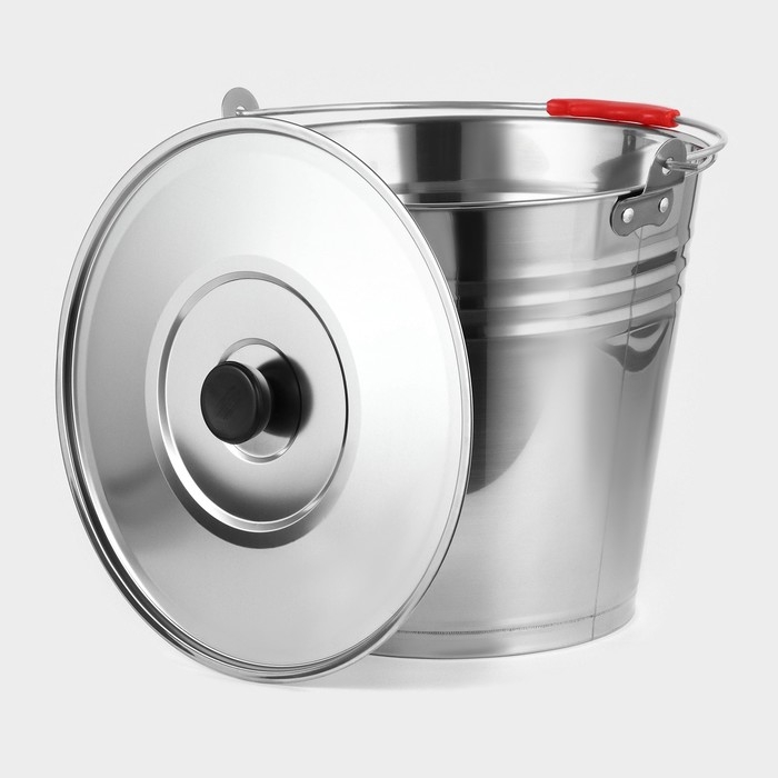 Ведро из нержавеющей стали с крышкой, 10 л, d=30 см, AISI 201 Ведро из нержавеющей стали с крышкой, 10 л, d=30 см, AISI 201