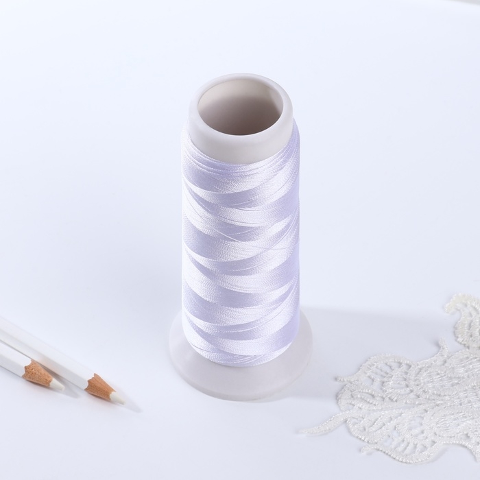 Нить атласная, 120D/2, 700 м, цвет белый Нить атласная, 120D/2, 700 м, цвет белый