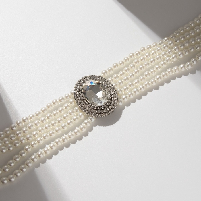 Чокер-колье «Роскошь» жемчужое, белый в серебре, 30,5 см Чокер-колье «Роскошь» жемчужое, белый в серебре, 30,5 см